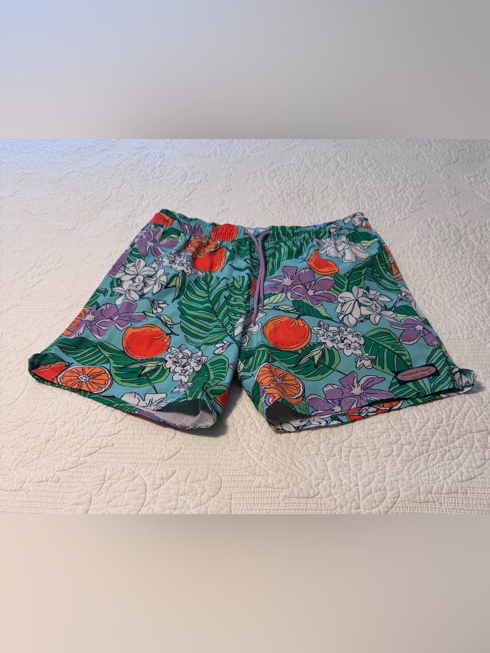 Vineyard Vines Tropical Citrus Chappy Swim Shorts Size Medium